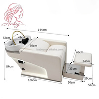 Fauteuil-lit de lavage moderne de luxe avec repose-pieds et circulation d'eau pour salon de coiffure et institut de beauté