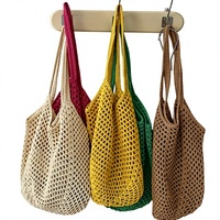 Sac seau d'été en macramé pour femme, pochette pour téléphone, sac à main en corde de coton ajouré fait main, grand sac à main pour filles, sac en corde tressée à la main