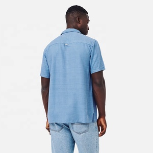 ENYAサマーファッションメンズシャツリネンインディゴトップ半袖メンズリヨセルシャツ高品質男性服トップス - Product Image 2