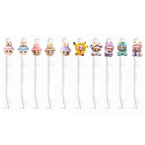 Labubu Push Button <b>Pen</b> 0.5mm Stainless Steel Tip Smooth Writing Cartoon Design Stationery For Practice - Product Image 1