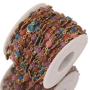 Cadena de Esmalte Brillante de Acero Inoxidable Estilo Vintage Chapado en Oro de 18K, <span class=keywords><strong>Accesorios</strong></span> de Joyería Artesanal, Cadena de Esmalte <span class=keywords><strong>Permanente</strong></span> a Granel - Product Image 5