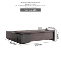 Bureau de direction moderne haut de gamme avec chaise en bois, combinaison de mobilier de bureau simple, fabricant chinois