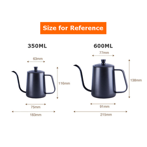Bollitore da Caffè Moderno Nero in Acciaio Inox 304 con Beccuccio Sottile da 600 ML, Stile Vintage Gooseneck per Caffè Pour-Over - Product Image 2