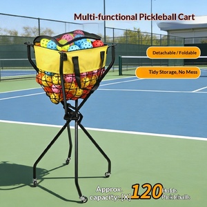 Chariot <span class=keywords><strong>de</strong></span> transport pliable multifonctionnel pour entraîneur <span class=keywords><strong>de</strong></span> tennis et pickleball, modèle 6554, capacité <span class=keywords><strong>de</strong></span> 120 balles <span class=keywords><strong>de</strong></span> pickleball - Product Image 2