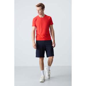 Shorts pour homme en coton bleu marine, épais, doux, texturé, coupe standard, basique - 81276 - Bleu marine - Product Image 5