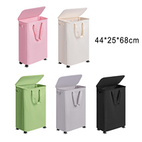 Pinck Panier de rangement à linge pliable Panier à linge étroit avec roues Panier à linge mince avec couvercle