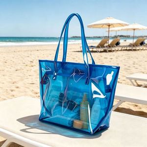 Custom Logo PVC <b>Tote</b> Bag Transparent Large Capacity Jelly <b>Plastic</b> Shopping Handbag - Product Image 3