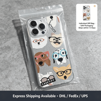 Coque Souple en TPU Transparent avec Motif Chiens Mignons de Différentes Races Portant des Lunettes, Housse de Téléphone Dessin Animé pour iPhone 17 16 15 14 13 Pro Max
