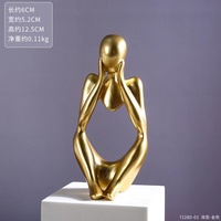 Accessoires de décoration intérieure minimalistes de luxe léger, figurines en résine dorée, personnage abstrait