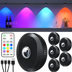 Luzes LED Puck com controle remoto, luzes recarregáveis da torneira da bateria 1000mAh, Dimmable Wireless Stick on para a parede do armário