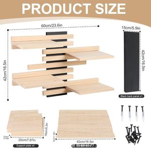 <b>Wall</b> <b>Mounted</b> Wooden <b>Shelf</b> 4 Layers Solid Wood Storage Rack For Home Decoration - Product Image 4