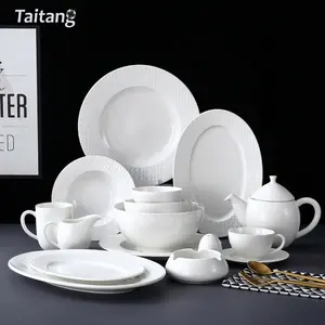 Dinnerware Set Hotel White Porcelain Chinaware Plates Ceramic Chinaware Set For Restaurant