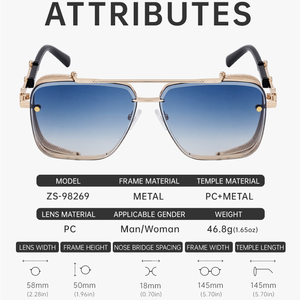 <span class=keywords><strong>2025</strong></span>カスタムロゴビンテージレトロ日焼け止めメガネ男性用スチームパンクスタイルUV400スクエアダブルブリッジサングラス抗放射線 - Product Image 4