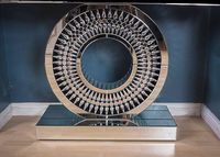 Table console de luxe OEM ODM avec miroir, pour salon, avec cadre en verre et diamants écrasés, idéale pour l'entrée