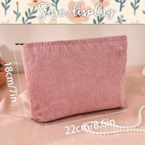 Corduroy Makeup Bag Custom Logo Multi Color Travel Cosmetic Storage Pouch Portable Skincare Wash Organizer <b>Purse</b> - Product Image 4