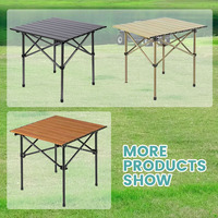 Table de camping pliable en alliage zinc-fer, capacité 80 kg, table de pique-nique robuste enroulable, compacte, portable, pour extérieur et jardin, logo personnalisé