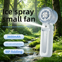 Ventilateur portable pliable à pulvérisation d'eau et brume glacée, haute vitesse, à suspendre au cou, avec port Type-C et vitesse réglable pour la maison, le bureau et l'extérieur