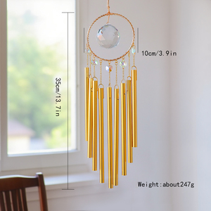 Commercio all'ingrosso 9-tubo di alluminio campanelli del vento di meditazione carillon del vento tubi di metallo con grande cristallo di vetro prisma grazia stupefacente con brezza - Product Image 4