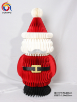 Décorations de Noël en papier épais pliable en nid d'abeille, fête festive, Père Noël, sapin de Noël, bonhomme de neige, lanterne, boule de fleurs en papier