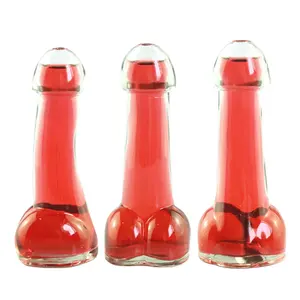 Botol Koktail Pesta Klub Malam Bar Bening Layanan OEM 80Ml ODM Botol Anggur Bentuk Penis