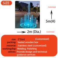 Fuente de Agua Comercial LED para Exteriores con Control de Programa, Música, Chorro Circular Alto, Acero Inoxidable, para Jardín, Estanque o Lago