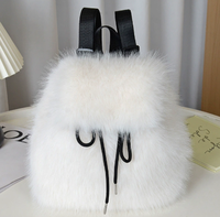 Sac à dos en fausse fourrure de renard pour femmes, avec cordon de serrage, fermeture magnétique, grande capacité, sac d'école décontracté pour étudiantes, mignon