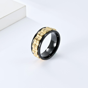 Fashion <b>Rings</b> Geometric Rotating Gear <b>Titanium</b> Steel Unisex Index Finger <b>Ring</b> Gift Black Silver Blue Gold Color Stainless Steel - Product Image 4