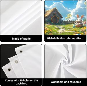 Funda para puerta de garaje de Pascua, pancarta para puerta de garaje de Pascua, decoraciones de puerta de garaje para exteriores con conejitos y <span class=keywords><strong>huevos</strong></span> de primavera, fondo de conejo y flores - Product Image 5