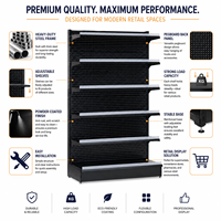 Étagère de présentation métallique robuste pour supermarché, simple face, réglable, avec grille, autoportante, revêtement en poudre époxy, pour magasin de détail