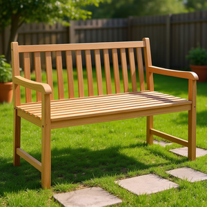 Banc de jardin en teck massif naturel, mobilier de patio extérieur, 2 places, design traditionnel - Product Image 2