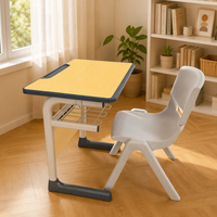 Ensemble table et chaise d'étude pour élèves du primaire et du secondaire, idéal pour les écoles, les cours de soutien scolaire et la maison, en métal durable