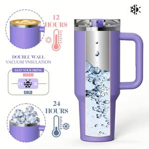 Gobelet isotherme en acier inoxydable de 40 oz avec poignée, tasse à café chaude avec logo personnalisable, thermos portable - Product Image 2