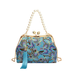Chinese Style <b>Shell</b> Bag Red Pearl Handle Chain Shoulder Bag Fashionable Evening Bag - Product Image 5