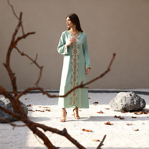 Vestido Abaya Elegante de Poliéster con Encaje de Lujo, Personalizado para Mujeres Musulmanas en el Medio Oriente, Venta al Por Mayor Premium - Product Image 2