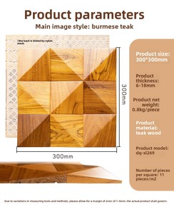 Paneles de Madera Maciza de Diseño Moderno 3D, Geométricos, Cuadrados, Tipo Panal, Ecológicos, Impermeables, Resistentes al Fuego, para Paredes Interiores - Product Image 2