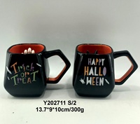 Tasse à café noire en céramique, décoration pour Halloween, avec chat à l'intérieur