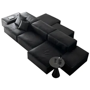 Modern sofas set couch design sectional sofa living room furniture for home luxury black leather italian modular sofa