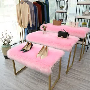 Nhà sang trọng sử dụng vòng Faux Fur da cừu khu vực thảm chống trượt mềm Fluffy sàn Mat Trắng Faux Fur da cừu thảm