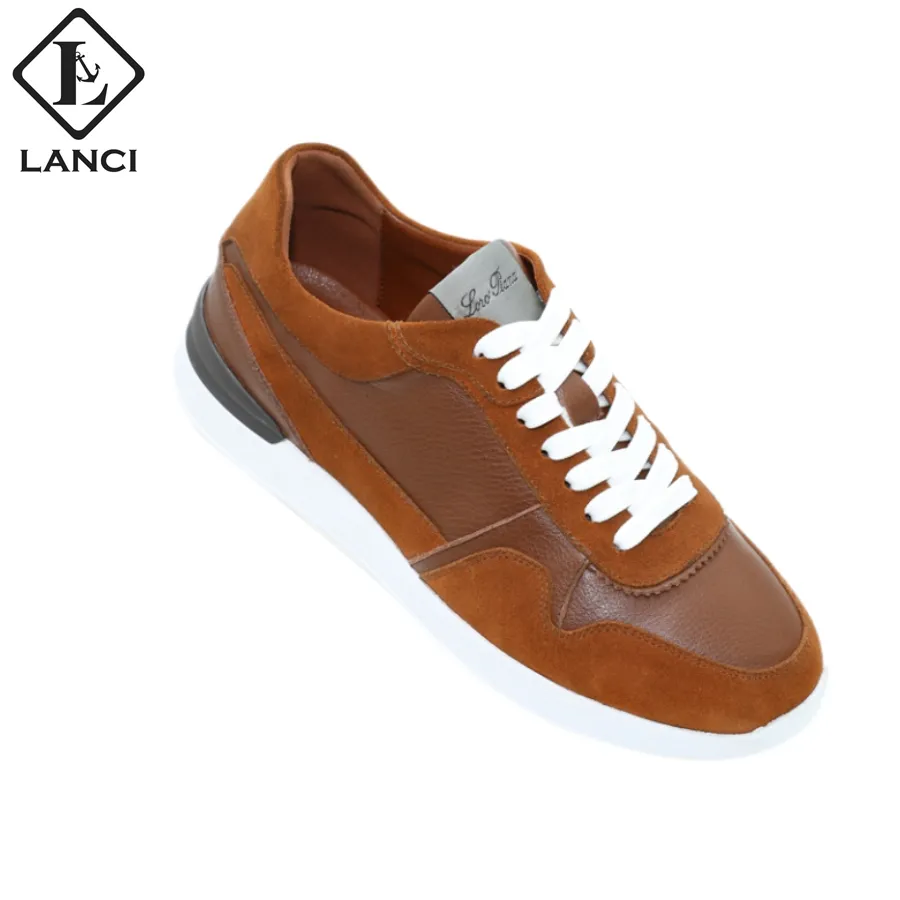 LANCI Shoe Manufacture Genuine Leather Sports Sneakers Academy Shoes For Men
