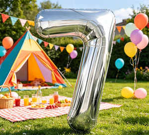 Silver Metallic Number 7 Foil Balloon 45cm Party Decoration ensures long-lasting vibrancy and resistance to minor wear - Product Image 4