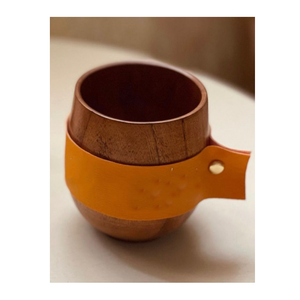 Portabicchieri in Pelle PU Stile Ins <span class=keywords><strong>con</strong></span> Cinghia in Legno e Scritta - Product Image 4