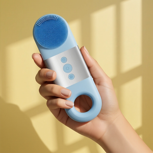 Mesin Pembersih Wajah Silikon Baru Getaran Ultrasonik Tahan Air Sikat Pembersih Wajah Pendingin Pemanas Pijat Wajah - Product Image 1