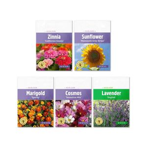 Variété de 5 fleurs biologiques faciles à cultiver, incluant la zinnia, le tournesol, le souci, le cosmos et la <span class=keywords><strong>lavande</strong></span> - Product Image 2