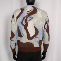Pull-over en coton tricoté personnalisé pour homme, respirant, épais, à col rond, à manches longues, avec motif jacquard, idéal pour l'automne
