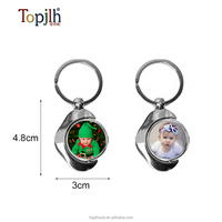 Porte-clés en métal par sublimation, cœur rond en acier inoxydable pour voiture, cadeau de voyage, vente en gros Topjlh