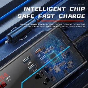 Alta potencia 12V/24V totalmente automático inteligente DC/AC inversor coches camiones Scooters barcos pantalla Led UE EE. UU. enchufes puertos USB C - Product Image 5