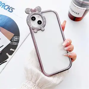 El fabricante vende buena funda protectora transparente única para teléfono móvil con forma de conejo para iPhone 15 14 13 12 pro Max