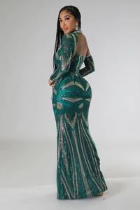 Elegante grüne One Shoulder Halfter Abendkleider mit Steinen Party Sparkling Sequin Compere Meerjungfrau Kleider <span class=keywords><strong>Prom</strong></span> Abendkleid - Product Image 4