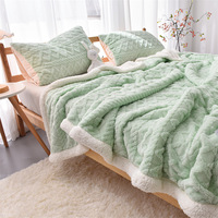 Chine Usine Super Doux Sherpa Fuzzy Flanelle Polaire Laine Double Face Chaud Hiver Confortable Fuzzy Jeter Couverture avec Corderito