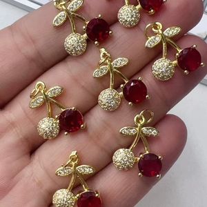 Venta al por mayor cereza encanto collar moda 18K chapado en oro piedra con cuentas turquesa colgante collares joyería de moda - Product Image 2